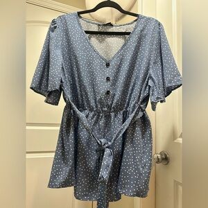 BloomChic Floral Print Ruffles Belted Blouse XL us14-16